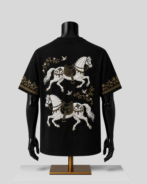 Royal Horse Graphic Black Backside T-Shirt