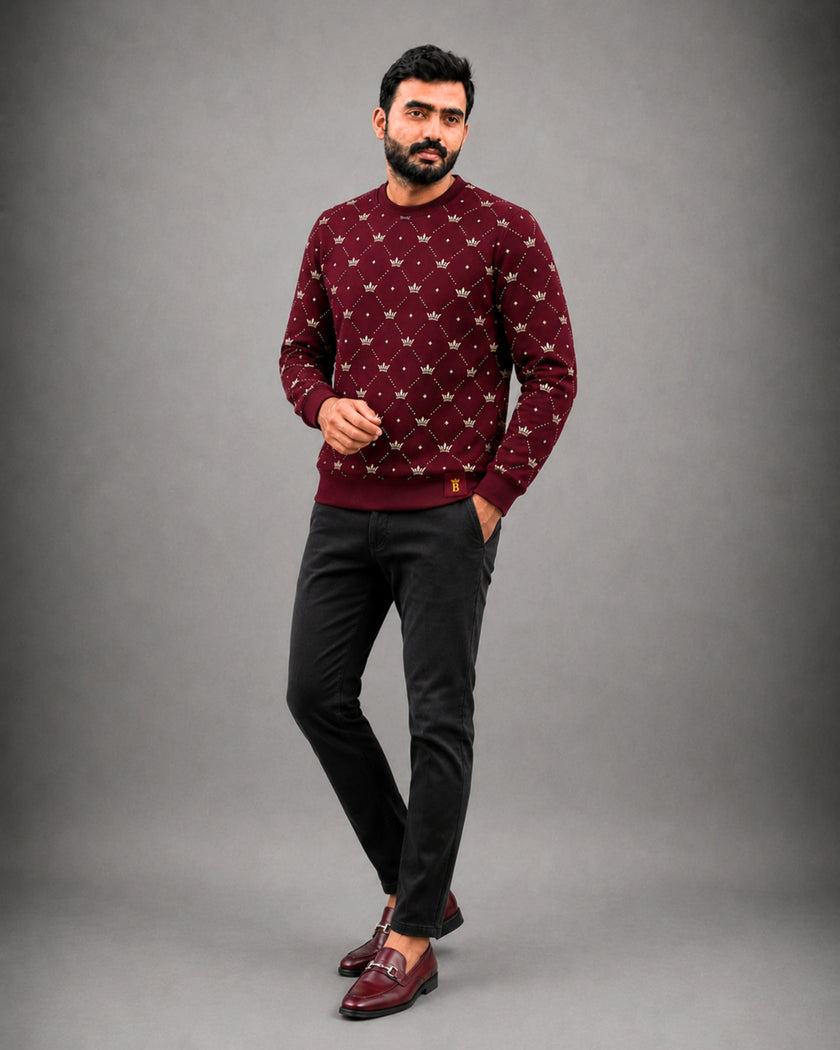 royal-crest-monogram-sweatshirt-Burgundy-model-wear-webp